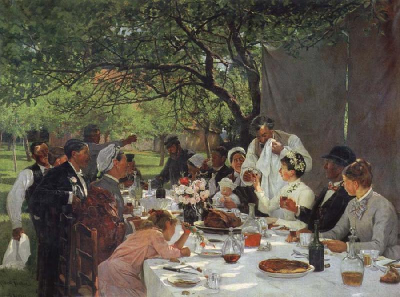 Albert Auguste Fourie The wedding meal in Yport oil painting picture